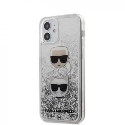 Karl Lagerfeld - iPhone 12 mini 5.4'' Liquid Glitter 2 Heads Cover Silver image 1