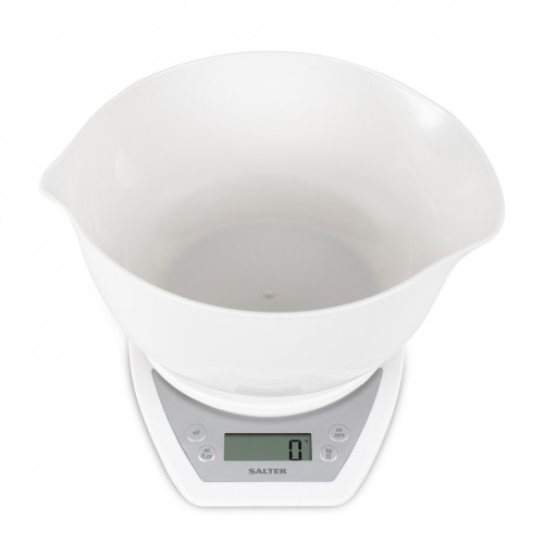 Salter 1024 WHDR14 Digital Kitchen Scales with Dual Pour Mixing Bowl white image 1