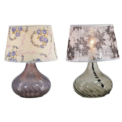 Galda lampa DKD Home Decor Stikls Poliesters Цветы (25 x 25 x 32 cm) (2 pcs) image 1