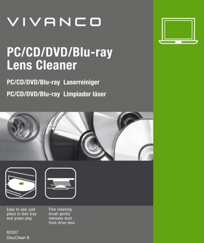 Vivanco CD/DVD/Blu-ray очищающая пластина (62557) image 1