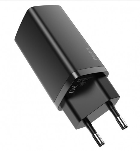 Baseus GaN CCGAN2L-B01 Tīkla Lādētājs USB / USB-C / 65W / 5A / Quick Charge 3.0 Melns image 1