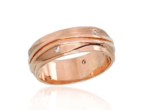 Laulību zelta gredzens #1100544(Au-R)_CZ, Sarkanais Zelts	585°, Cirkoni , Izmērs: 18, 5.59 gr. image 1