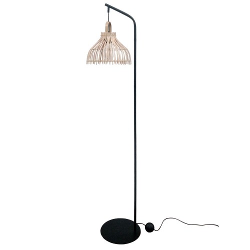 Напольный светильник DKD Home Decor Чёрный Металл Коричневый ротанг (40 x 40 x 160 cm) image 1