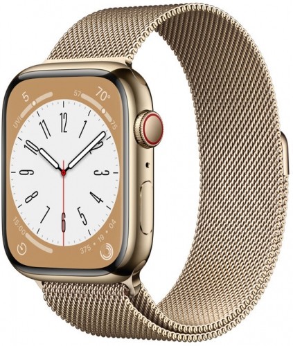 Apple Watch 8 GPS + Cellular 45mm Stainless Steel Milanese Loop, gold (MNKQ3EL/A) image 1