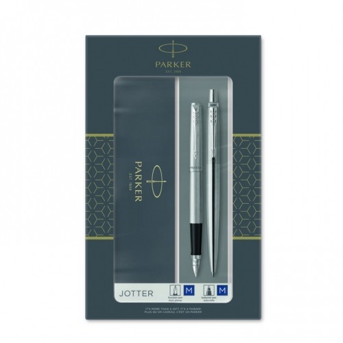 Parker Duoset : Jotter Steel Ct Fountain Pen + Ball Pen image 1