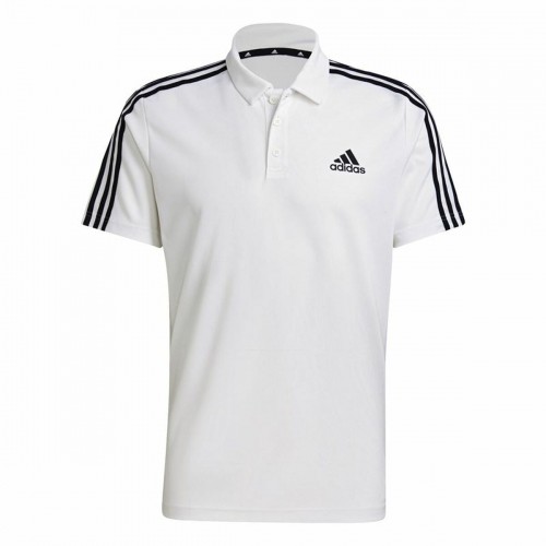 Поло с коротким рукавом мужское Adidas Primeblue 3 Stripes Белый image 1
