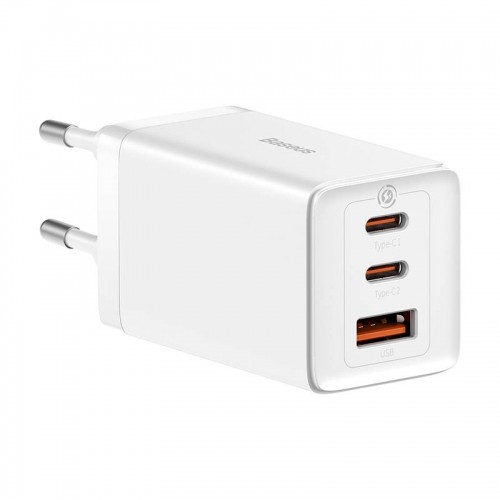Baseus GaN5 Pro wall charger 2xUSB-C + USB, 65W (white) image 1