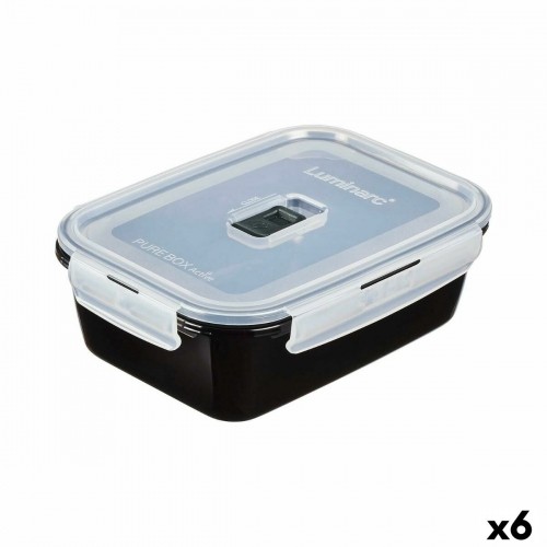Герметичная коробочка для завтрака Luminarc Pure Box Чёрный 1,22 L Cтекло (6 штук) image 1
