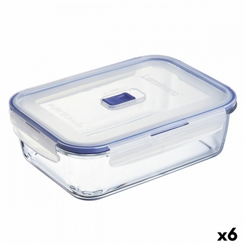 Герметичная коробочка для завтрака Luminarc Pure Box Active 22 x 16 cm 1,97 l Двухцветный Cтекло (6 штук) image 1