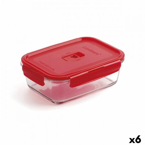 Герметичная коробочка для завтрака Luminarc Pure Box Красный 16 x 11 cm 820 ml Cтекло (6 штук) image 1