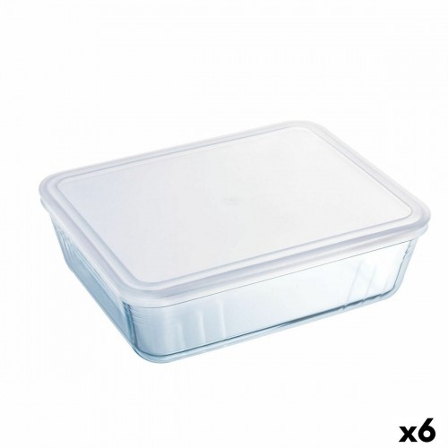 Прямоугольная коробочка для завтрака с крышкой Pyrex Cook & Freeze 22,5 x 17,5 x 6,5 cm 1,5 L Прозрачный Силикон Cтекло (6 штук) image 1