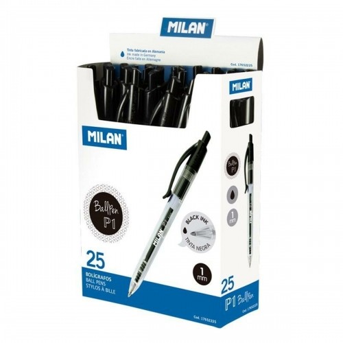 Pildspalva Milan P1 Melns 1 mm (25 gb.) image 1