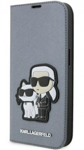 Karl Lagerfeld  
       Apple  
       iPhone 14 Pro Max 6.7 Saffiano Karl&Choupette bookcase 
     Silver image 1