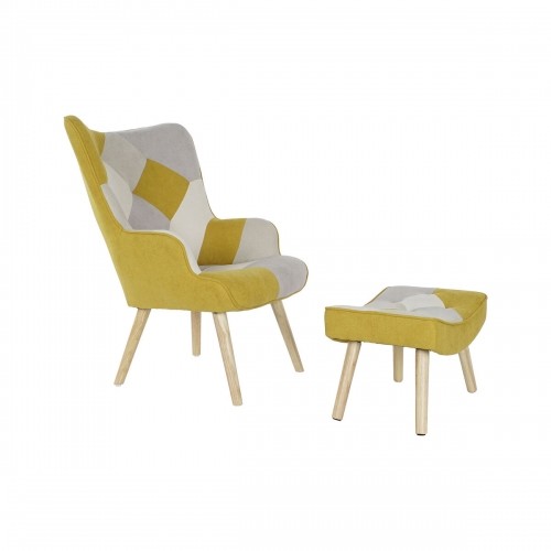 atzveltnes krēsls DKD Home Decor 70 x 73 x 100 cm Bēšs Dzeltens Gaiši pelēks image 1