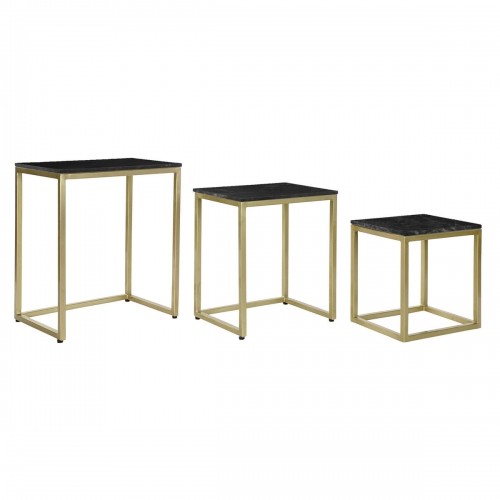 3 galdu komplekts DKD Home Decor 50 x 35 x 60 cm Melns Bronza Marmors Dzelzs image 1