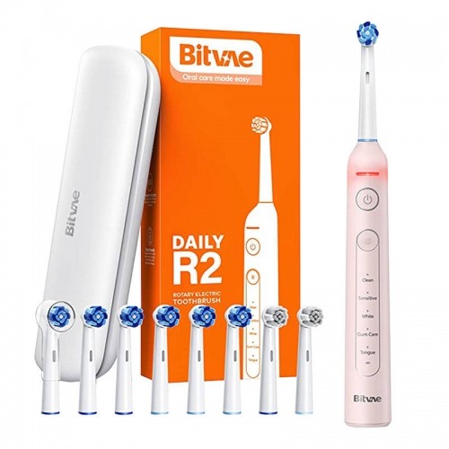 Sonic toothbrush with tips set and travel case Bitvae R2 (pink) image 1