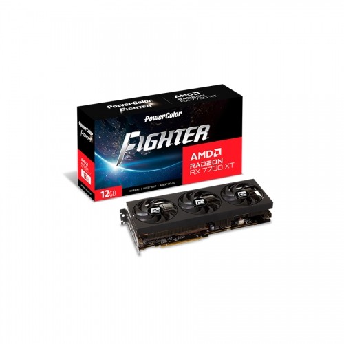 Powercolor RX 7700XT Fighter 12GB Grafikkarte - 12GB GDDR6, 1x HDMI, 3x DP image 1