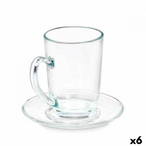 Vivalto Tase ar šķīvi Caurspīdīgs Stikls 200 ml (6 gb.) image 1
