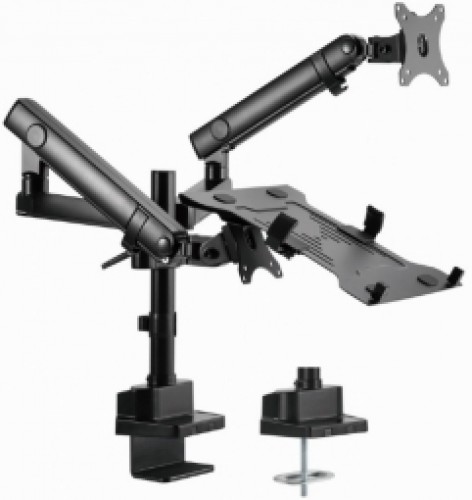 Monitora stiprinājums Gembird Desk Mounted Adjustable Monitor Arm with Notebook Tray (full-motion) image 1