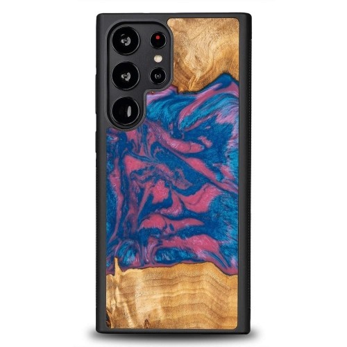 Wood and resin case for Samsung Galaxy S23 Ultra Bewood Unique Vegas - pink and blue image 1