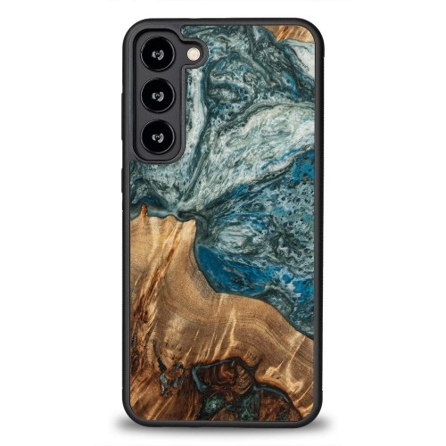 Wood and resin case for Samsung Galaxy S23 Plus Bewood Unique Planet Earth - blue-green image 1