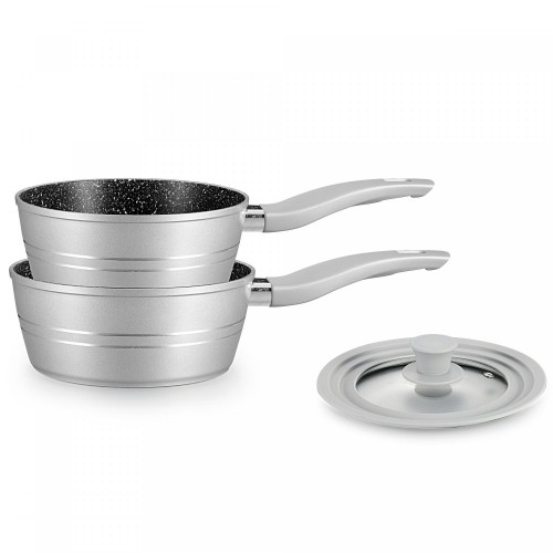 Royalty Line RL-FS2M: 3 Pieces Saucepan Set with Marble Coating Gray image 1