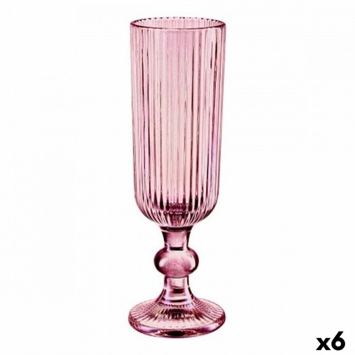 Vivalto Šampanieša glāze Strīpas Rozā Stikls 160 ml (6 gb.) image 1