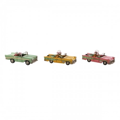 Dekoratīvās figūriņas Home ESPRIT Automobilis Dzeltens Rozā Vintage 26 x 11 x 9 cm (3 gb.) image 1