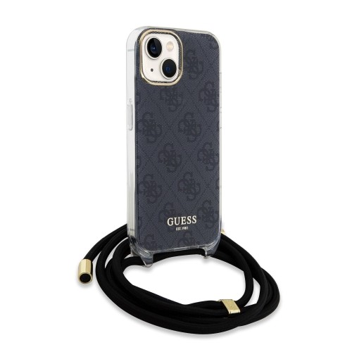Guess IML 4G Printed Crossbody Case for iPhone 15 Black image 1