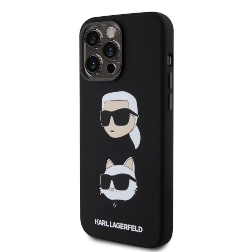 Karl Lagerfeld Liquid Silicone Karl and Choupette Heads Case for iPhone 15 Pro Max Black image 1
