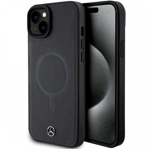 Mercedes MEHMP15S23RCMK iPhone 15 6.1" czarny|black hardcase Smooth Leather MagSafe image 1
