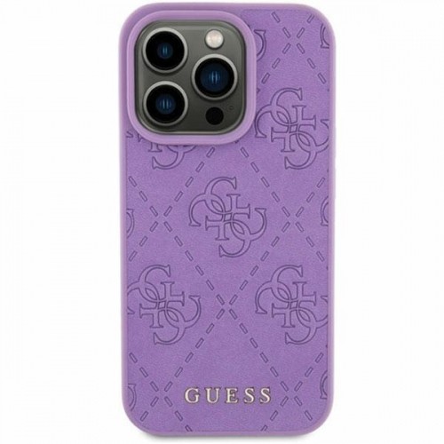 Guess GUHCP15SP4EPMU iPhone 15 6.1" fioletowy|light purple hardcase Leather 4G Stamped image 1