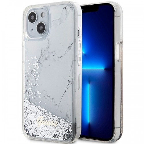 Guess GUHCP14SLCSGSGH iPhone 14 6.1" biały|white hardcase Liquid Glitter Marble image 1