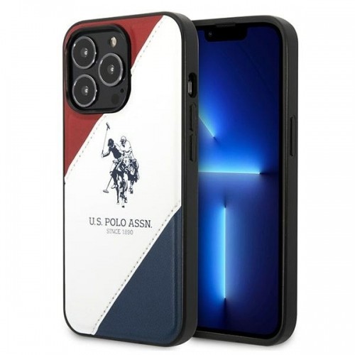 U.s. Polo Assn. U.S. Polo PU Leather Double Horse Case for iPhone 14 Pro Max Red|White|Navy image 1