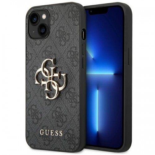 Guess PU 4G Metal Logo Case for iPhone 14 Plus Grey image 1