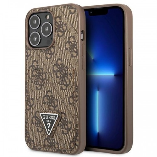 Guess 4G Saffiano Double Card Case for iPhone 13 Pro Brown image 1
