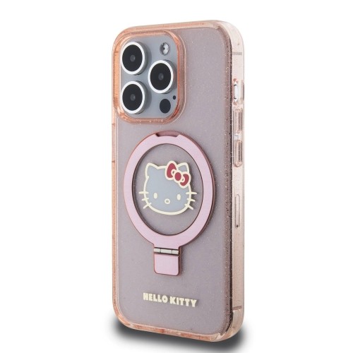 Hello Kitty IML Ringstand Glitter Kitty Head Logo MagSafe Case for iPhone 15 Pro Max Pink image 1