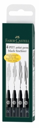 Ручка-кисть Faber-Castell Pitt Artist Pen XS,S,F,M кисть, 4шт в комплекте, черный image 1