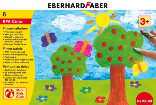 Pirkstu krāsas EberhardFaber 100ml, 6gab/iep image 1