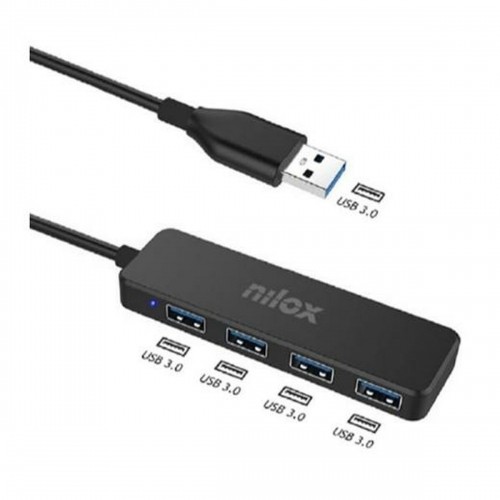 4-Port USB Hub Nilox NXHUB402 Melns image 1