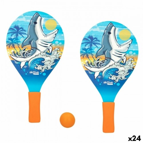 Пляжные лопатки с мячом Aktive Акула 19,5 x 38 cm (24 штук) image 1