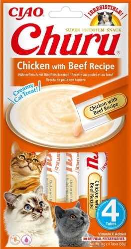 INABA Churu Chicken with Beef Recipe - cat treats - 4x14 g image 1
