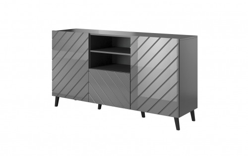 Cama Meble ABETO chest of drawers 150x42x82 graphite/gloss image 1