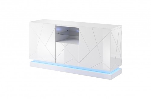 Cama Meble QIU 2D1K chest of drawers 150x41.5x75 cm glossy white/glossy white image 1