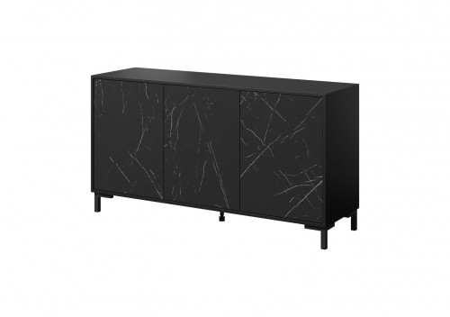 Cama Meble MARMO 3D chest of drawers 150x45x80.5 cm matte black/marble black image 1