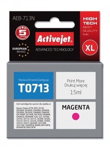 Activejet AEB-713N Ink cartridge (replacement for Epson T0713, T0893, T1003; Supreme; 15 ml; magenta) image 1