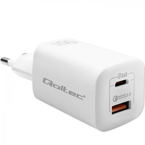 Qoltec 50765 mobile device charger Laptop, Portable gaming console, Power bank, Smartphone, Smartwatch, Tablet White AC Fast charging Indoor image 1
