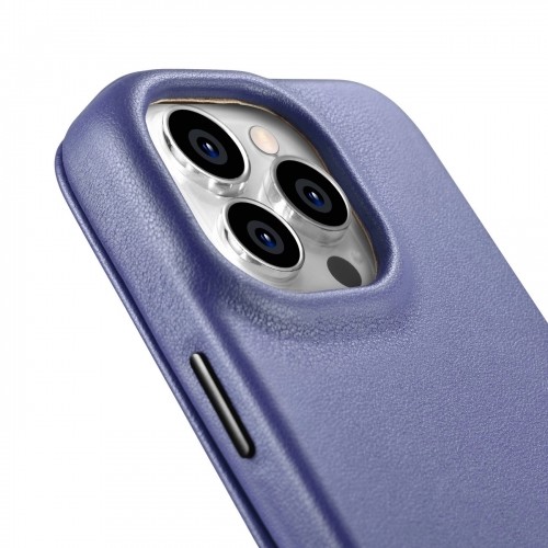 iCarer CE Premium Leather Folio Case iPhone 14 Pro Magnetic Flip Leather Folio Case MagSafe Light Purple (WMI14220714-LP) image 1