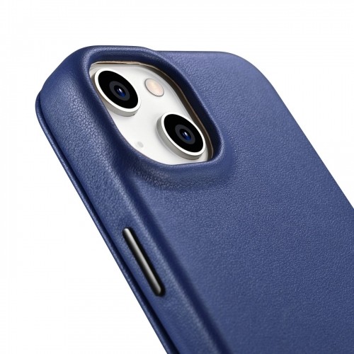 iCarer CE Premium Leather Folio Case iPhone 14 magnetic flip case MagSafe blue (WMI14220713-BU) image 1