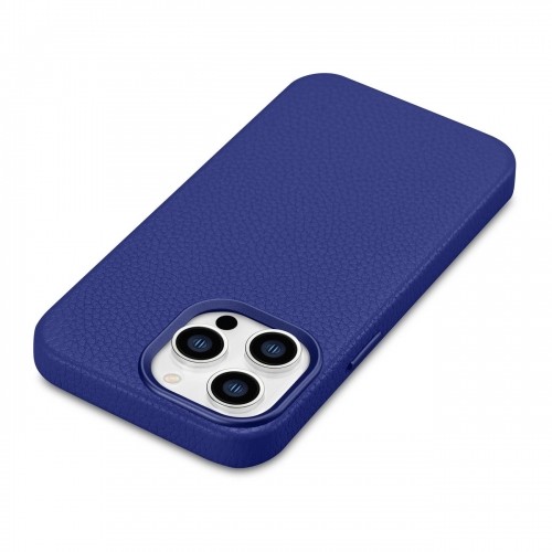iCarer Litchi Premium Leather Case iPhone 14 Pro Max Magnetic Leather Case with MagSafe Dark Blue (WMI14220712-DB) image 1